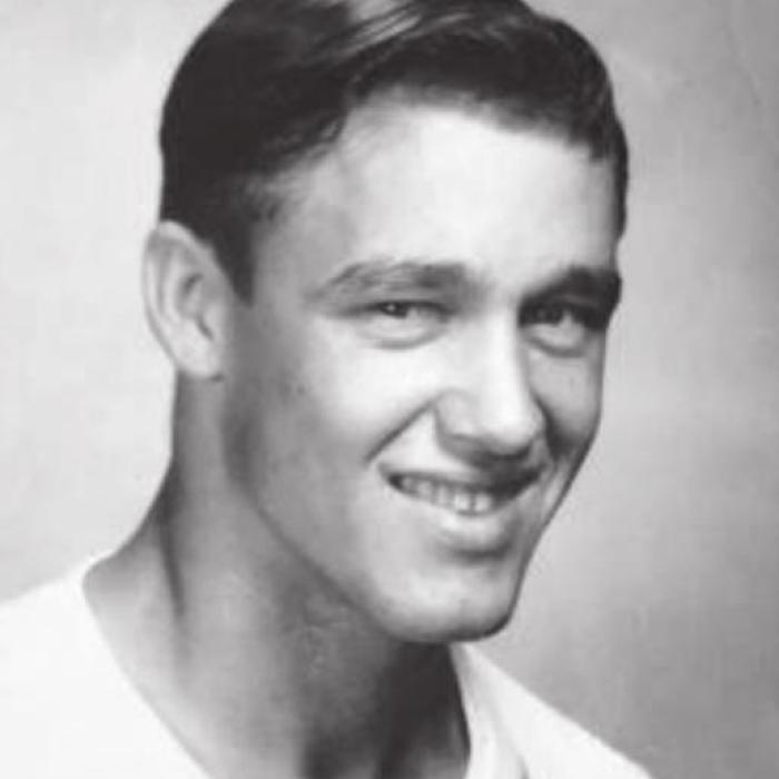 Richard “Moose” Roberts at six with a cut above his eye and 10 years later in high school.