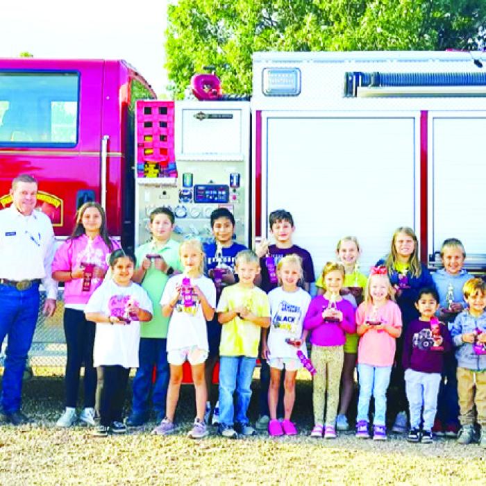 Fire prevention week poster contest winners from Round Top-Carmine Elementary were: Carlos Osmar Lopez, Rowdy Richards, Adalynn Lyons, Emery Vincent, Hunter Kaspar, Steeley Schatte, Emma Rodriguez, Collyns Schatte, Hunter Wagner, Brooke McKenzie, Carter Matejcek, Sawyer Koska, Antonio Aguilar, Bowen Williams, Daisy Visser and Grant Kieke. Trophies were presented by Round Top-Warrenton V.F.D. President/Asst. Chief Calvin Krause and Capt. Keith Burcalow.