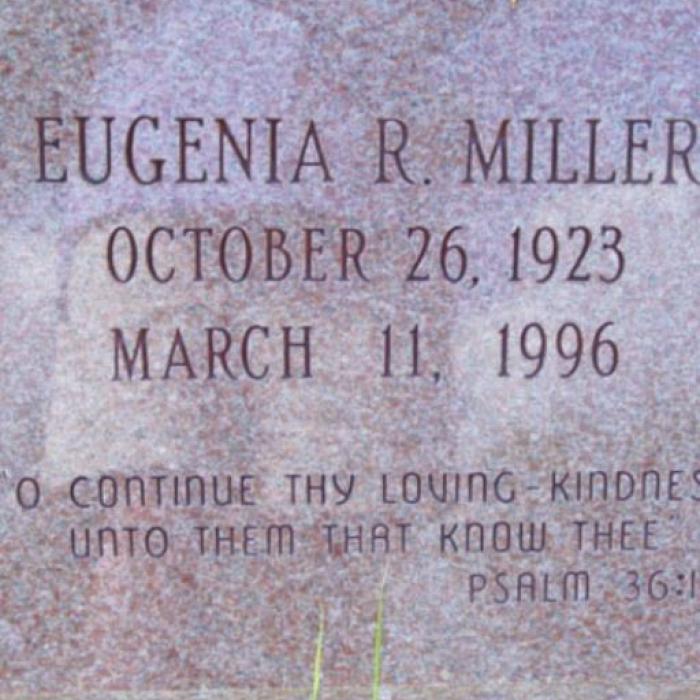 Tombstone of Eugenia Miller, Founder of Luck &amp; Loessin Collection Trust
