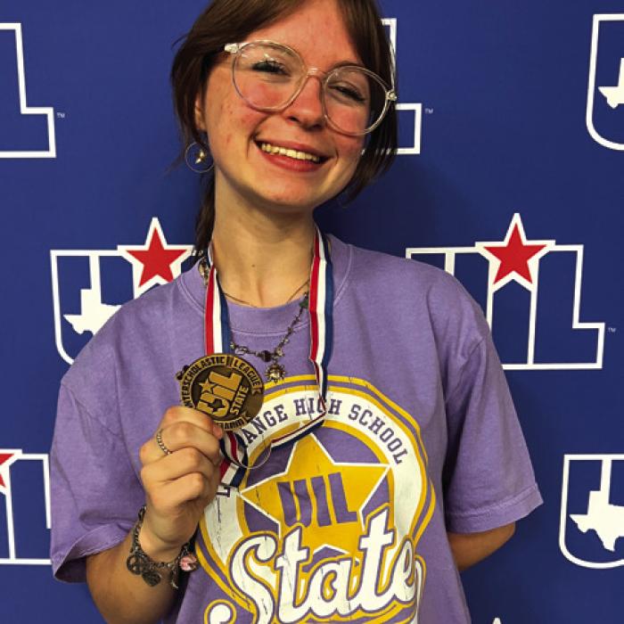 La Grange High School senior Riley Lowe earned a 5th place medal at the 4A State Ready Writing meet at The University of Texas at Austin on Tuesday, May 20. She is coached by Laurie Stork.
