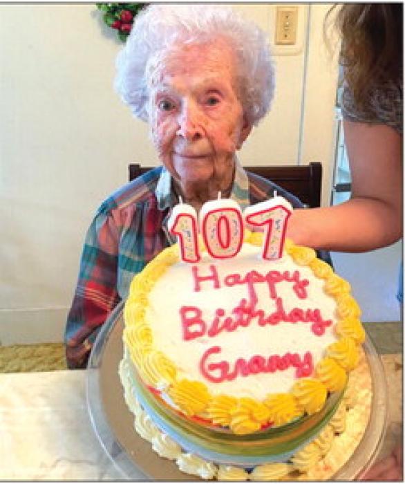 Mary Lee Mewis with her birthday cake this weekend. Photo courtesy of Stacie Karstedt