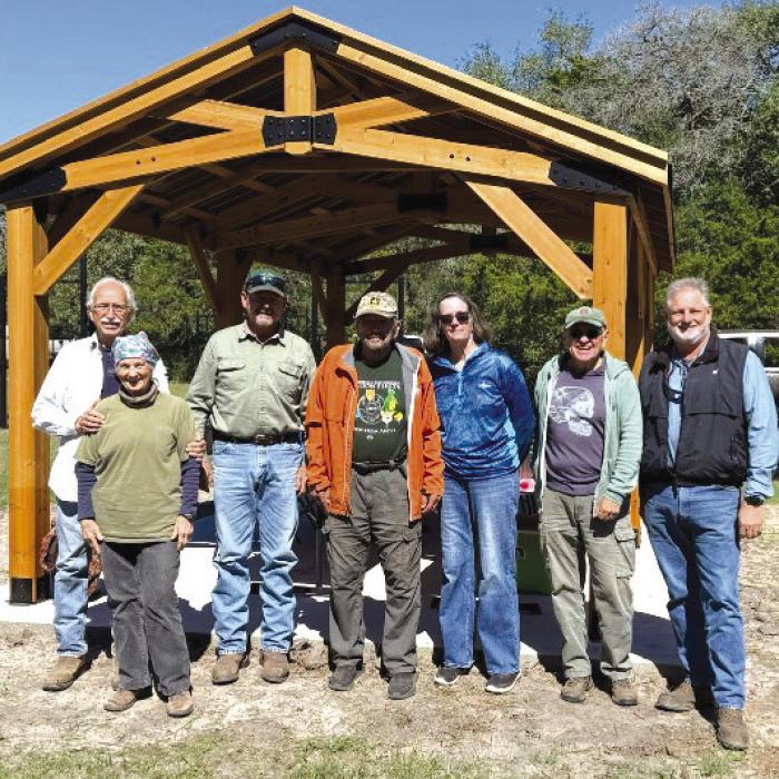 The clean up group from the Pin Oak Cemetery in front of the new pavilion.