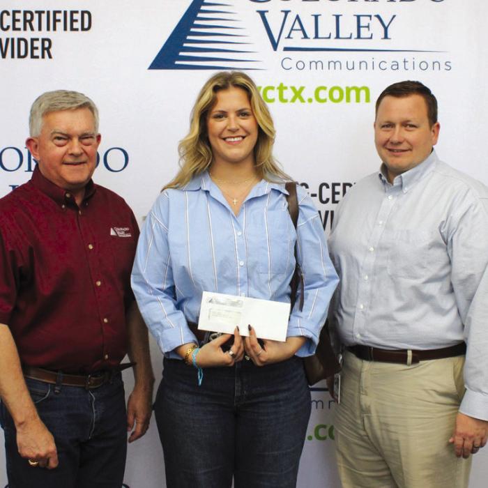 CVCTX President Kelly Allison, Maddi Welch and Fayette County EMS Director Josh Vandever.