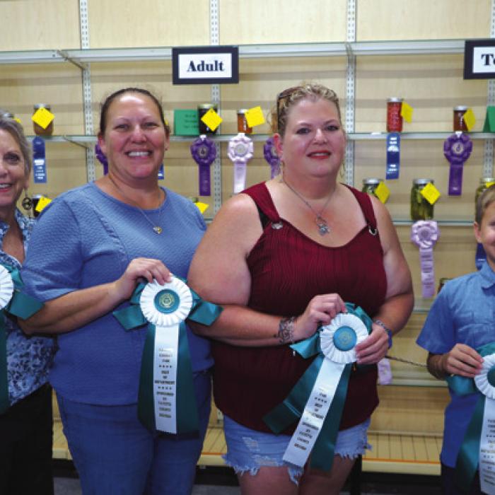 Canning: Senior Division (70 And Up)-Denise Winter; Adult Division (18 And Up)-Amanda Chovanec And Kristin Muras-Cherry/ Blueberry Pie Filling; And Child Division (8-12) Adam Bertsch-Green Beans.