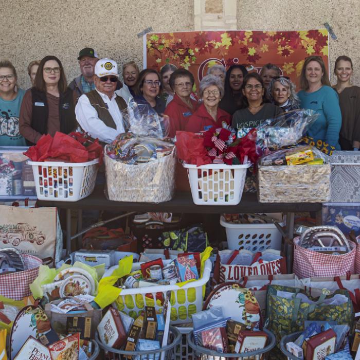 Local volunteers gathered at Tejas Healthcare in La Grange last Thursday for the annual Thanksgiving basket collection drive which provides food baskets for clients of the Family Crisis Center. The volunteers had collected 67 baskets when the Record visited Thursday morning, and more were still arriving. Photo by Andy Behlen