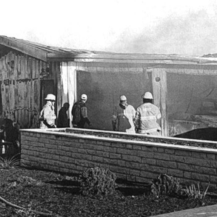 At the scene of the Feb. 22 fire in Winchester.