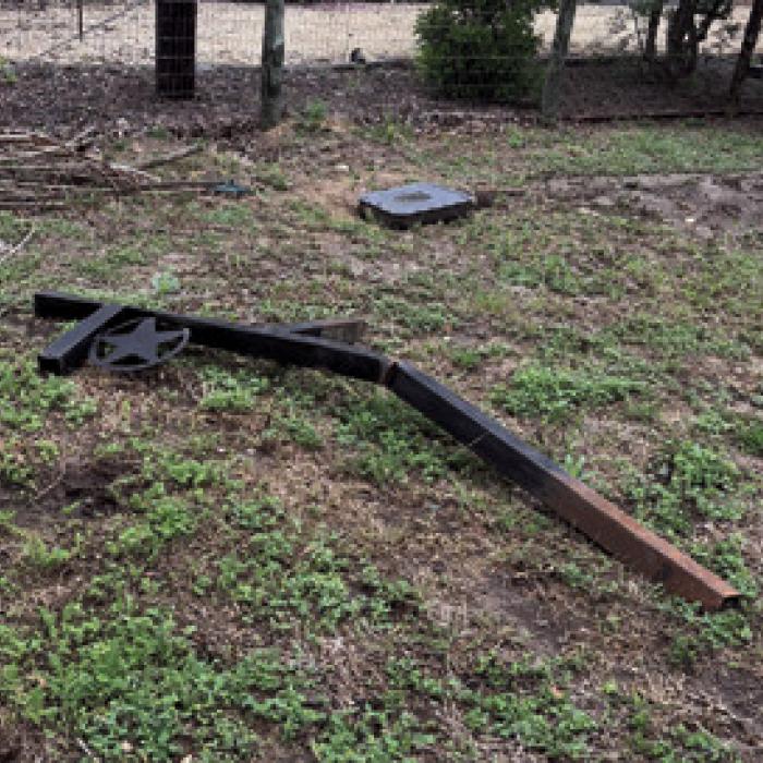 Someone on a joyride down Scott Street recently took out three mailboxes in the process and debris (identified as parts from a Ford) was left in the front yard of the “Silo house.”