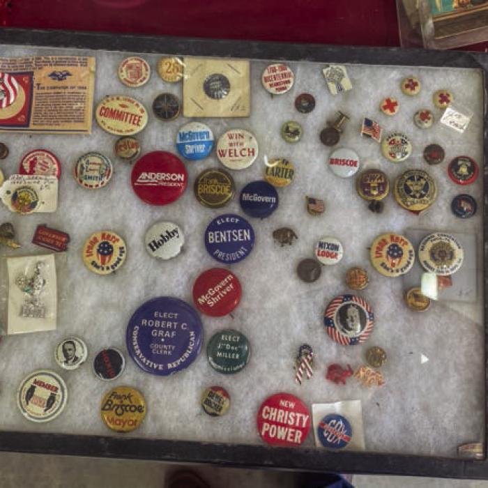 A collection of political buttons