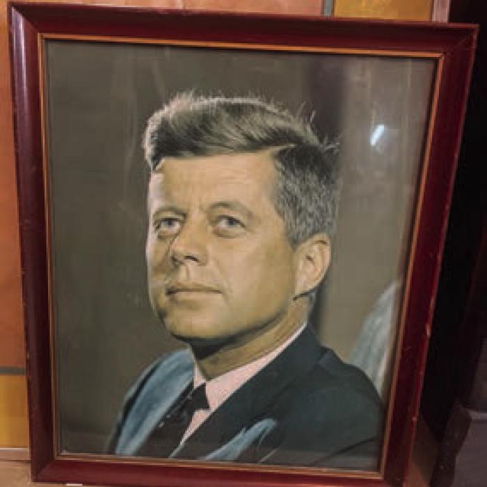 A portrait of John F. Kennedy.