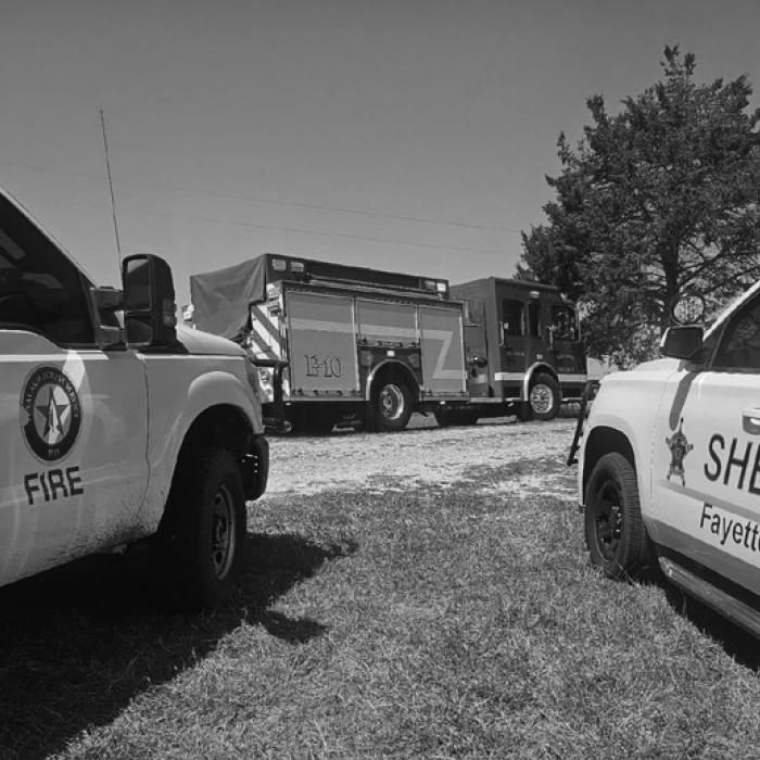 Texas Forest Service, Muldoon Volunteer Fire Department and Flatonia Fire and Rescue battled a 15-acre grass fire near Muldoon on Saturday. Photo courtesy of the Fayette County Sheriff’s Office