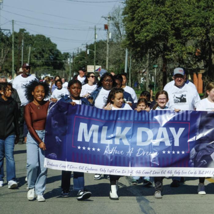 A scene from last year’s MLK Day March as it made its way south on US 77 in La Grange. Record File Photo