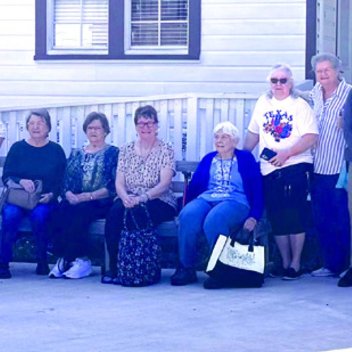 The Februrary adventure took members to Serbin and the Texas Wendish Heritage Museum for a lovely tour, and then on to Reba’s in Giddings for lunch. Pictured are Alfreda Ellison, Irma and Charles Aschenbeck, Gary Pauler, Cynthia Meyer, Alice Fajkus, Mary Guenther, Betty Helcamp, Bernie Gillings, Mary Anne Jurica, Kitra Ruiz, Cathy Besetzny, Paul Williams, Frank Lafferty, August Kalinec, Debbie Price, Kurt Koch, and John Soos.