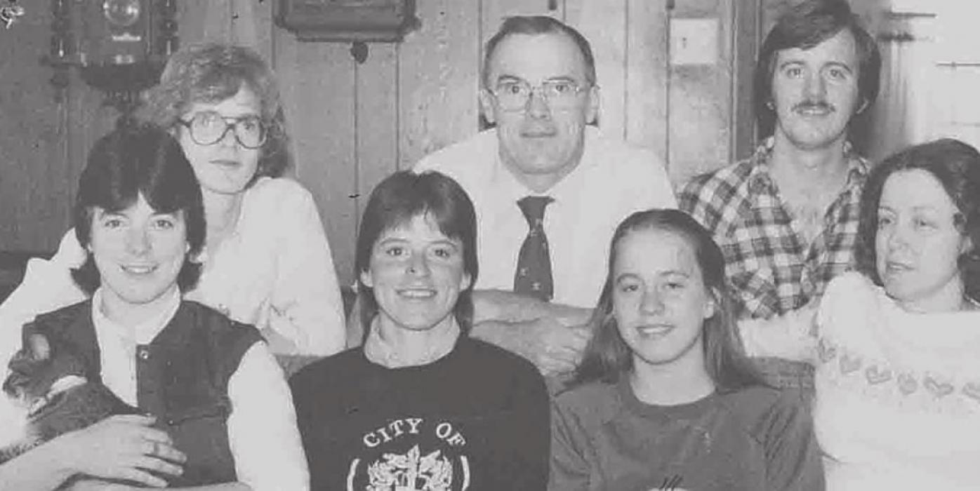 In a Romberg family picture taken on Dec. 25, 1982, are: (back row, left to right: Hugh Lawrence, Arnold and John Marshall and front row, left to right: Katherine King, Alice Elizabeth, Laura Todd and Suzy. Tragically, Laura was killed in a car accident while the family was living in Dallas.