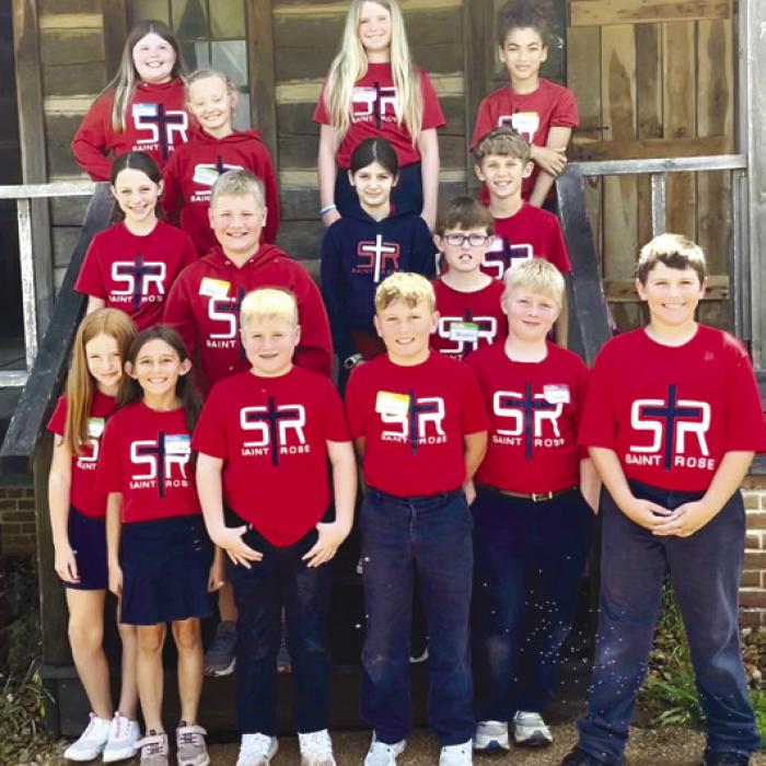 On Wednesday, April 23, the St. Rose of Lima Catholic School 4th grade class explored the rich history of early Texas during their visit to San Felipe de Austin in Sealy. They rotated through indoor and outdoor exhibits, learning about the early Anglo settlement, the Texas Revolution, and life around 1830.