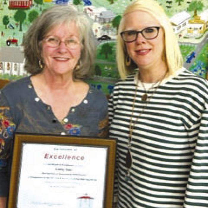 On Nov. 14, the Do Your Duty Club of Round Top presented Cathy Gau with a certificate for her dedication and outstanding service as chairperson of the phenomenally successful Fall 2024 Square Fair during the Round Top Antique show. Ashley Marburger, the President of the Do Your Duty Club, presented the certificate. We look forward to seeing everyone at the Spring 2025 Square Fair, March 22-30, 2025.
