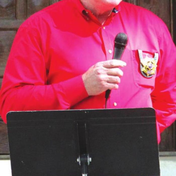 La Grange Chief of Police David Gilbreath talks at last week’s Prayer Rally. Photo by Jeff Wick