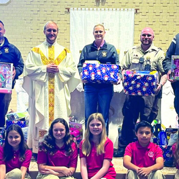 Sacred Heart Catholic School students and families prepare for the coming of the birth of Jesus, they show service to others and love of neighbor by giving gifts to others in celebration of Jesus’s birthday. Thanks to our families and staff for donating toys for the Fayette County Sheriff Department’s Deputy Santa program.