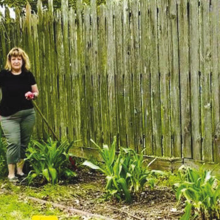 The Faison House grounds were given a spring spruce up by La Grange Garden club members. Weeds were pulled and bushes were trimmed. Pictured are Cyndy Hahn, Sandy Christiansen, and Marian Tajchman.