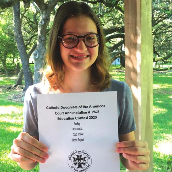 Division 2 (Grades 6-7-8) POETRY: 2nd Elena Supak.