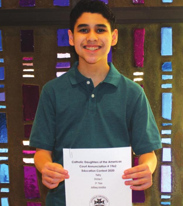 Division 2 (Grades 6-7-8) POETRY: 3rd Anthony Anzaldua.
