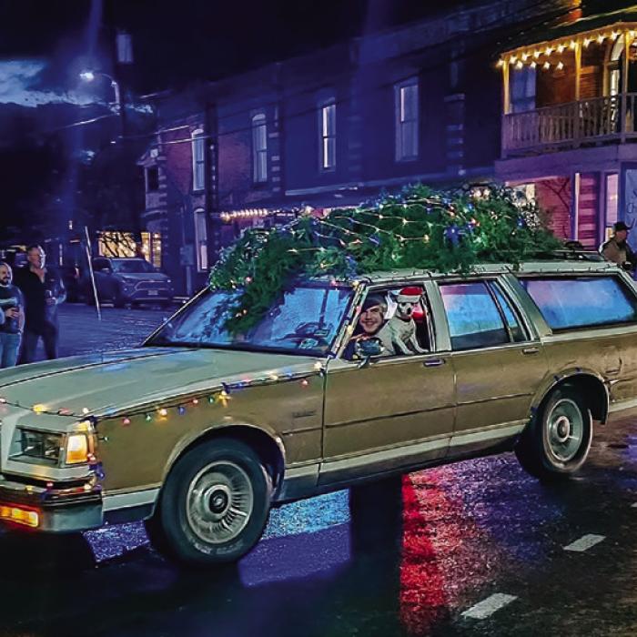 Fayetteville didn’t let a little rain ruin their Country Christmas celebration on the town square Saturday, which included a lively lighted parade. Dustin Canik threw a Christmas Tree on top of an old station wagon he decorated in a great depiction of the opening scene of National Lampoon’s Christmas Vacation movie. More photos of the Fayetteville fun in Friday’s edition. Photo by Rachel Kozel