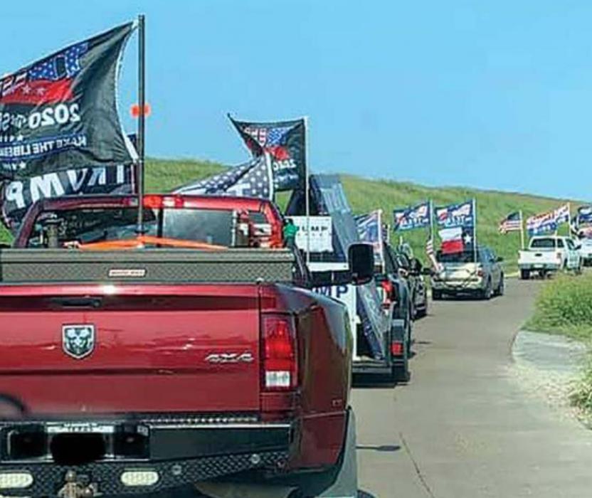 This photo shared on Facebook shows the “Fayette County Trump Train” making its way up the access road to State Highway 71 last Saturday. The group hold a parade every Saturday to support the re-election of President Donald Trump. Last Saturday, a disturbance broke out when the parade drove through the Northpointe neighborhood in La Grange.