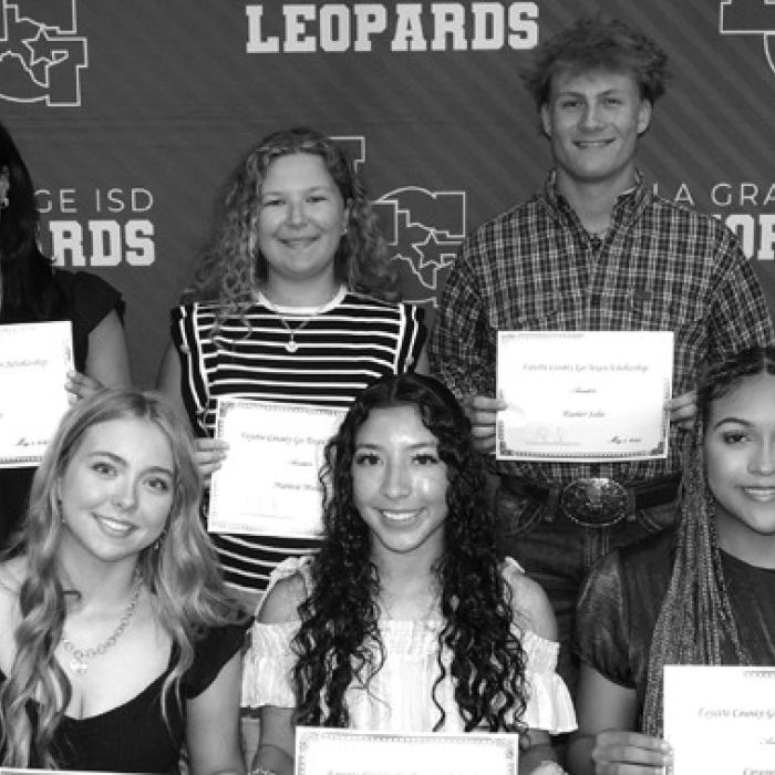 La Grange ISD- Hunter Soto, Landri Hernandez, Addison Faske, Addyson Maass, Caramel Homer, Marissa Muras, Joy Moore, Peyton Gulchrest, Go Texan Representatives – Donna Neiser and Mark Ulrich