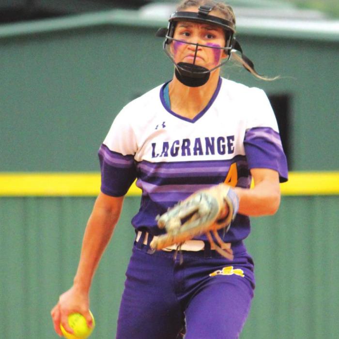 La Grange’s lone senior, Abby Dela Rosa, pitched a complete game Tuesday, allowing just a single run. Photos by Jeff Wick