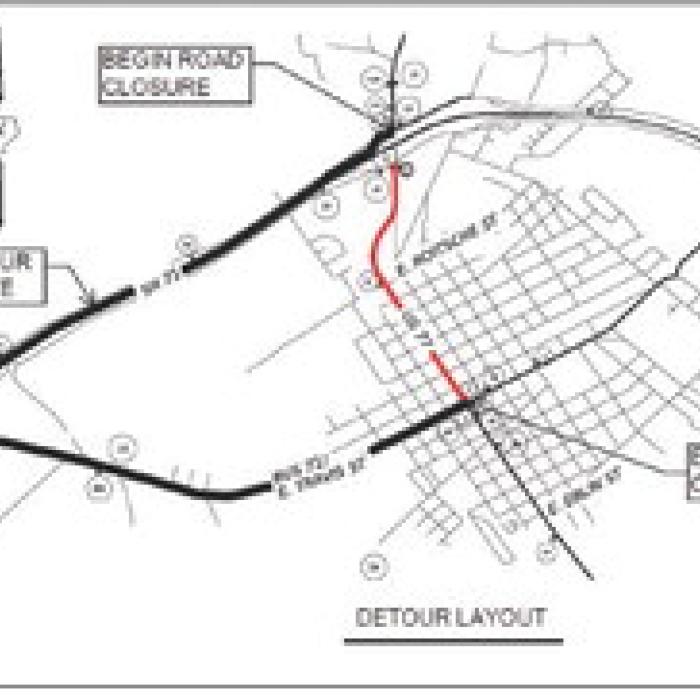 The Texas Department of Transportation announced upcoming repairs to US 77 in La Grange (pictured above in red). Local traffic will be able to access the roadway during the closure. Through-traffic will be detoured via the 71 Bypass and Business 71, highlighted in black.