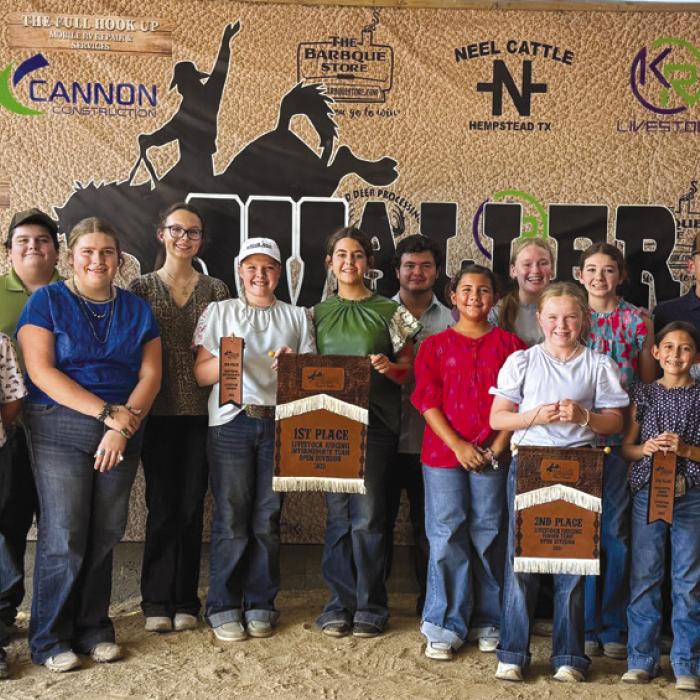 Pictured from left: Coach Kaci Carrales, Abraham McBride, Hudson Holub, Rilan Karisch, Rheagan Karisch, Tatum Fritsch, Kaisley Janecka, Adalyn Carrales, Logan Poncik, Chandler Brooks, Julia Melton, Abigale McBride, Laramie Laake, Emma Zweschper, Holden Holub, Crockett Guenther, Dylan Zweschper, Rowdy Guenther, and Tate Fritsch.