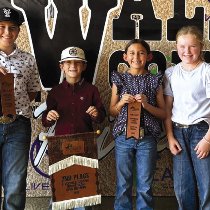 Reserve Champion Junior Team: Hudson Holub, Rowdy Guenther, Emma Zweschper, and Abigale McBride.