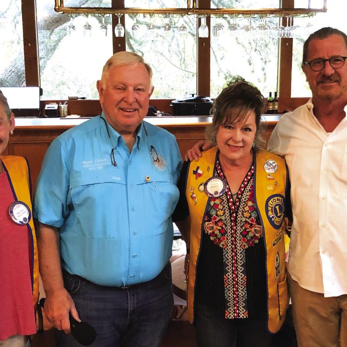 La Grange Noon Lions welcome newest member, Lion Paul Huddleston (right) to the club. Past District Governor Lion Mark Ulrich (second from left) performed the induction while President Lion Melissa Weltner (left) and Sponsor Lion Diana Wilson (second from right) witness the ceremony. Welcome to the Pride, Lion Paul.