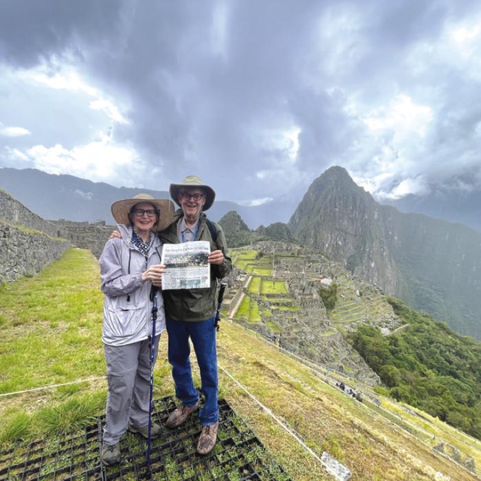 Bryan and Stephanie Jamison of Round Top took a recent trip to the Andes Mountains of Peru, where they visited Machu Picchu. When the Jamisons travel they bring their copy of the Fayette County Record with them.