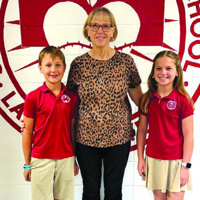 Spelling: 5th Grade, Liam Cowen and Ava Wied-participants; Coach: Ms. Cathy Zingelmann.