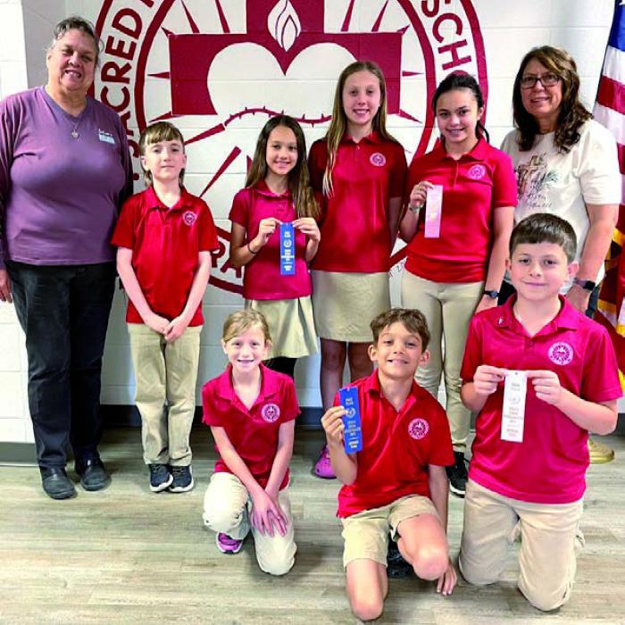 Bible Drill: 3rd Grade, Justin Janda-1st, Mattison Bronson-3rd, Quinn Hatfield-participant; 5th Grade, Presley Byler-2nd (not pictured), Dylan Elliott-participant; 6th Grade, Sophie Janda-1st, Ellery Bradford-4th, Hallie Gross-participant; Coaches: Ms. Jo Ann Divin and Ms. Karen Janda.