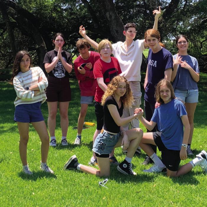 The cast of “The Comedy of Errors” (which includes several locals) takes a break from rehearsing to pose for this group shot.