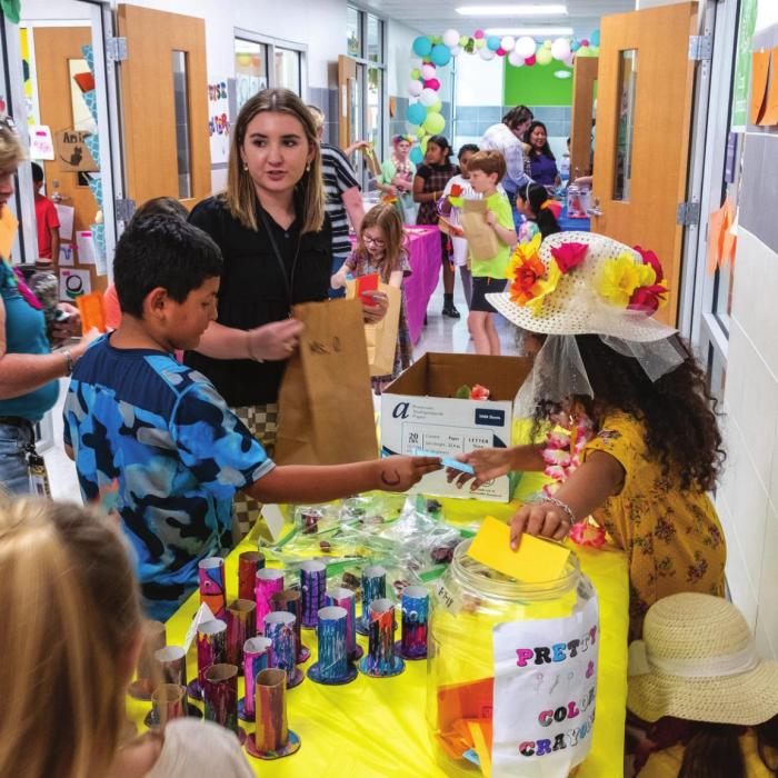 The second grade hallway at La Grange Elementary School seemed as busy as the floor of the New York Stock Exchange Tuesday afternoon during the Second Grade Market Day.