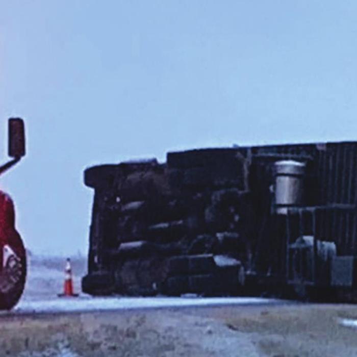 This 18-wheeler wrecked in icy conditions Sunday on I-10 near Flatonia, just one of numerous accidents caused by a winter storm. Photo by Flatonia Fire and Rescue