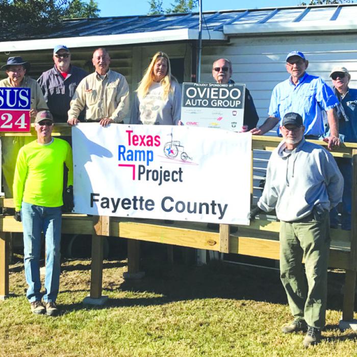 On Nov. 21, Fayette County Texas Ramp Project volunteers built this 40-foot wheelchair ramp on N. Hauptstrasse in Carmine.
