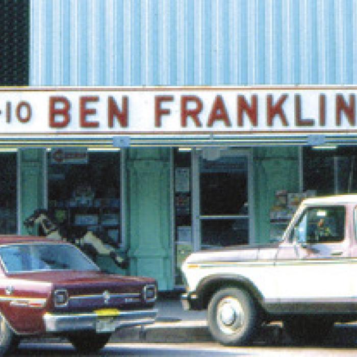 This is the front of the Ben Franklin store during its Grand Opening in 1981 on W. Colorado St. on the courthouse square. The site is now home to Le Petite Gourmet Shoppe.