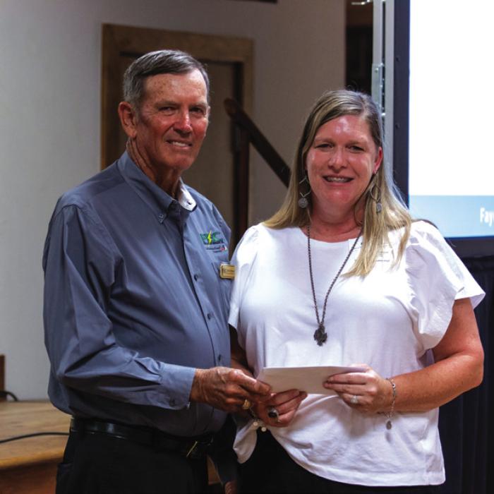 CASA of Bastrop, Fayette, and Lee Counties received a $5,000 grant from FEC and CoBank. Pictured above are FEC Board President David Lehmann and CASA Executive Director Kristi Bauer.