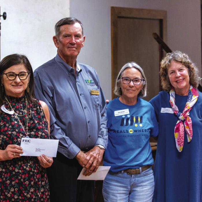 Combined Community Action received a $5,000 grant from FEC and CoBank. Pictured above are Senior Services Director – Meals on Wheels Noelia Buck; FEC Board President David Lehmann; Meals on Wheels Site Manager – Fayetteville, Kim Barker; and Meals on Wheels Site Manager – Flatonia, Cyndy Lee.
