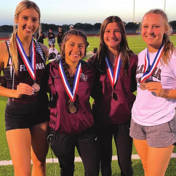 4x100 relay 4th place: Braidy Fike, Arely Lopez, Avalon Saavedra, and Katherine Bruns.