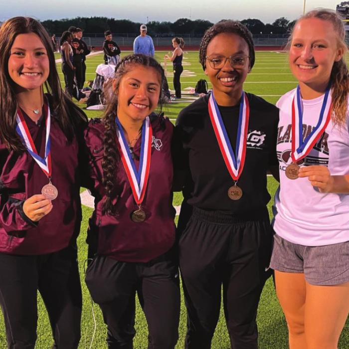4x200 relay 3rd place: Avalon Saavedra, Arely Lopez, Y’Lila Willis, and Katherine Bruns