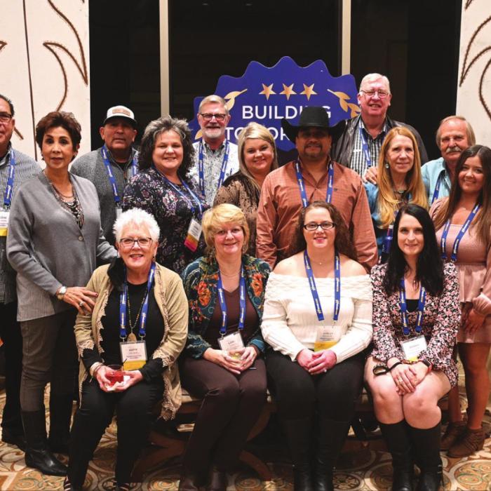 The representatives from The Fayette County Fair Association are pictured (front row, from left) Patty Pritchard, Lori Zuhn, Shelly Machinsky and Brandi Chovanec (back) Eugene Urbanovsky, Rose Urbanovsky, Hector Cervantez, Sherri Cervantez, Michael Zuhn, Tish Muniz, Aaron Muniz, Dennis Neuman, Virginia Ohnheiser, Stanley Ohnheiser and Kayla Ahlschlager. Attending but not pictured were Marty Neuman, Daniel and Rose Cernoch.