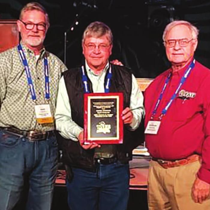 La Grange’s Daniel Cernoch was voted as the Texas Association of Fairs and Events 2021 Volunteer of the Year. This honor was bestowed on Daniel because of the many years of selfless hours that he volunteers to make our fair the best it can be. The Association is very proud of him and this honor. Pictured are Michael Zuhn, Fayette County Fair Association President, Daniel Cernoch and Douglas Borchardt of Washington County Fair and Past President of TAFE.