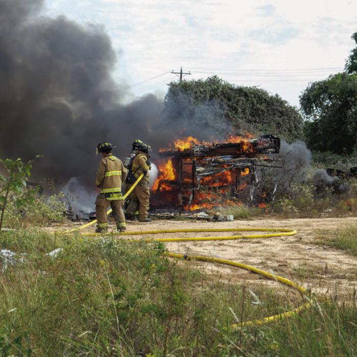 Camper Trailer Destroyed in Fire