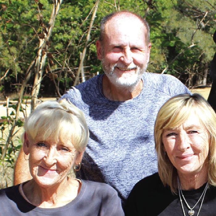The entrance to Colorado Landing RV Park in La Grange, left, and, right, the leadership of the park, left to right, Chris Newhouse, Park Manager and owners Charlo and Tracie Whorton. Chris and Tracie are sisters.