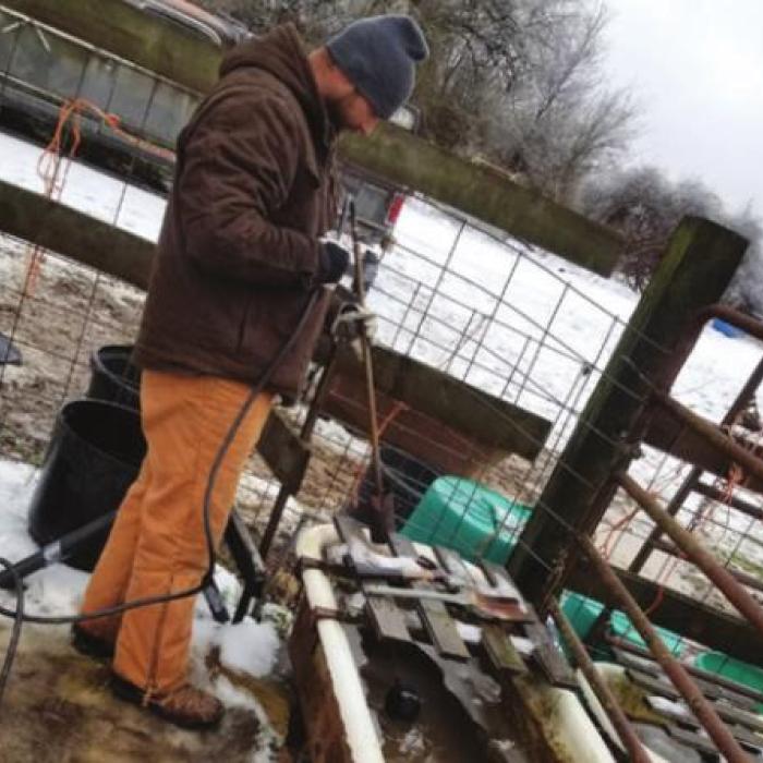 Codi Hemphill sent this photo, below, of Scott Eichler melting the ice, in troughs and lines, for cattle.