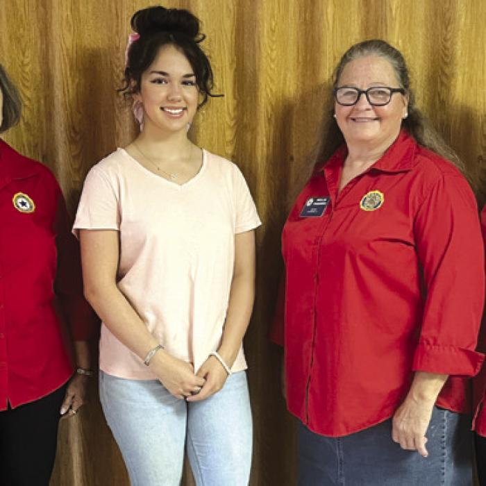 Pictured left to right: Marilyn Kothmann, Girls State Selection Committee; Emma Anderson, Girls State representative for American Legion Auxiliary Unit 102; Phyllis Chavarria, Girls State Selection Committee; Mary Battle, Auxiliary Unit President.